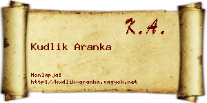 Kudlik Aranka névjegykártya